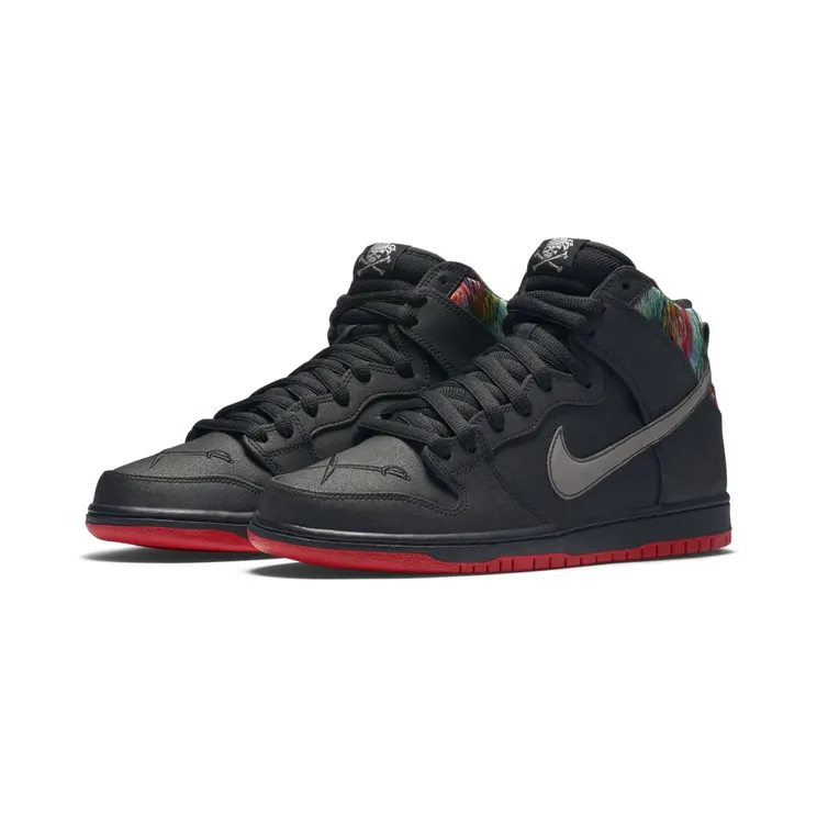 Nike SPoT x SB Dunk High Pro ‘Gasparilla’ Black/Challenge Red-Metallic Silver (313171-028)