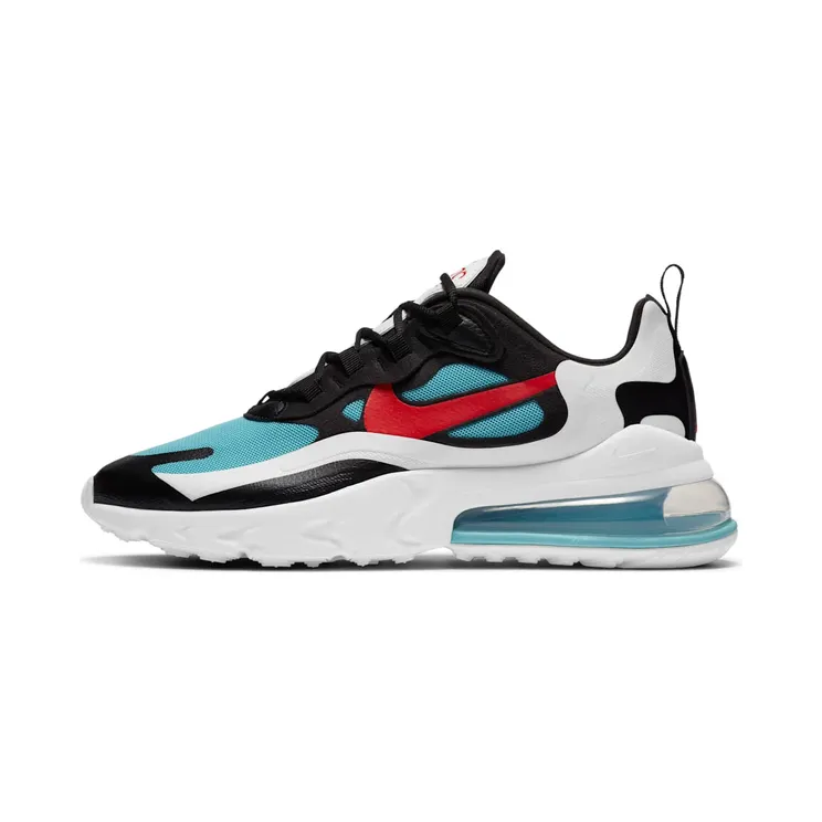 Nike Air Max 270 React “Black / Bleached Aqua / Summit White / Chile Red” (DA4288-001)