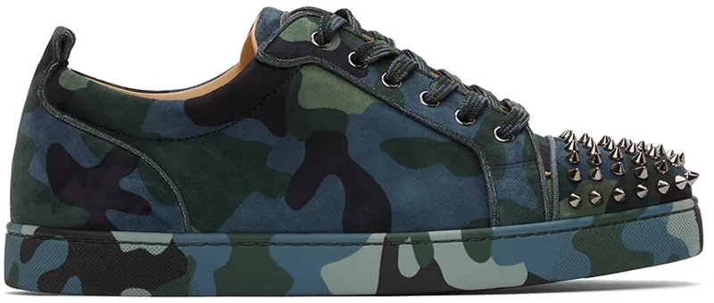 Christian Louboutin Blue & Green Louis Junior Spikes Orlato Sneakers (1220591)