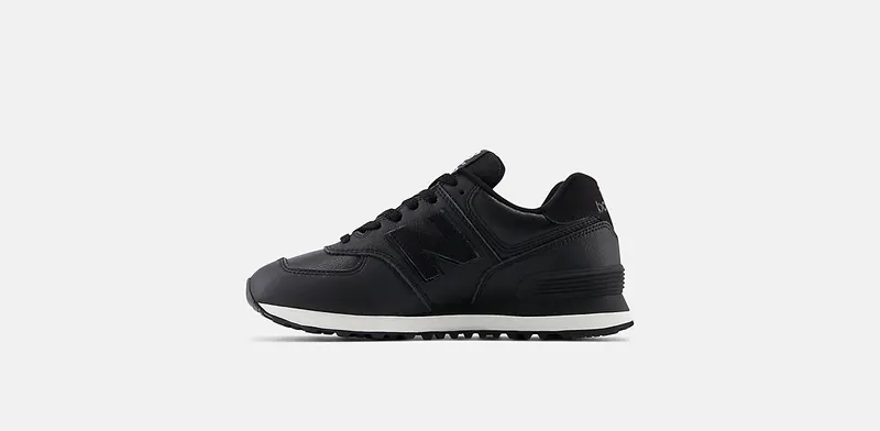 New Balance 574 Black Leather White Midsole (WL574IB2)