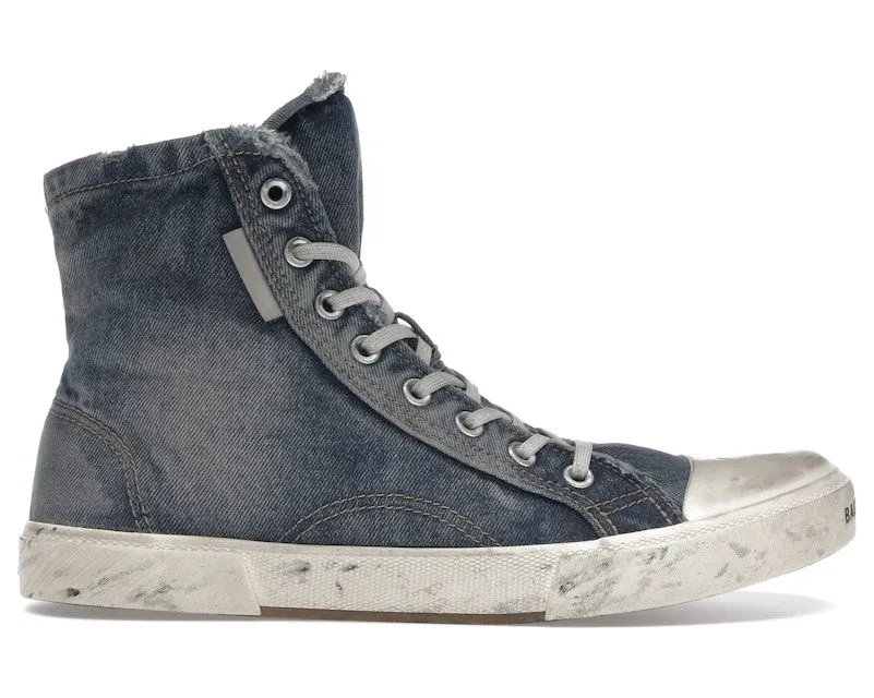 Balenciaga Paris High Top Blue Destroyed Denim (688752W3RCL4090)