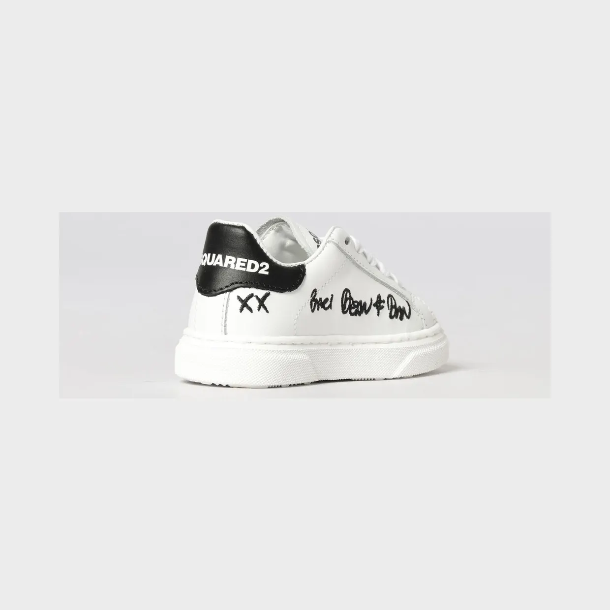 Dsquared2 Boy’s Low-Top Calfskin Sneakers with Printed Logo White (8266501) (2)