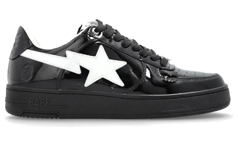 A Bathing Ape Bape Sta #1 Black White Patent Leather (1L80-191-301)