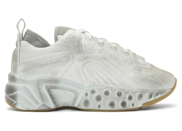 Acne Studios White Tumbled Rockaway Sneakers (BD0005-)