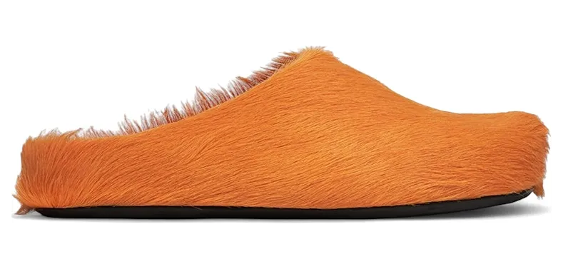Marni Long Hair Calfskin Fussbett Sabot Mule Pumpkin (SBMR000600P412200R09)
