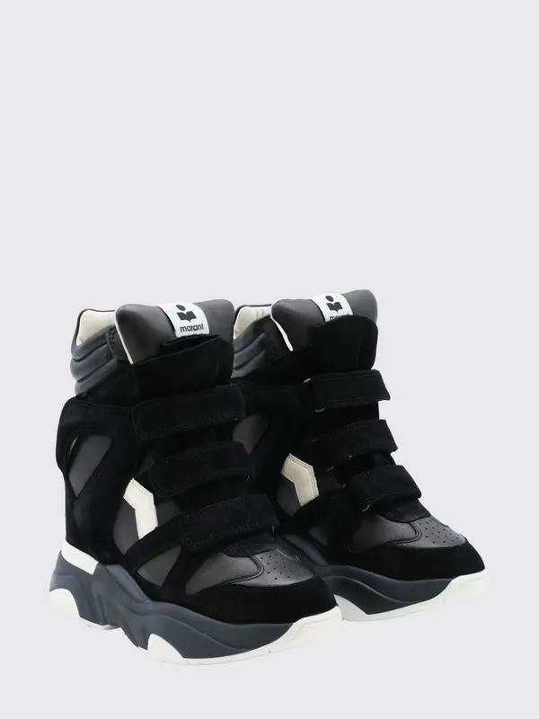 Isabel Marant Balskee High-Top Leather Wedge Trainers with Velcro Black (BK0009FAA1E17S01BK)