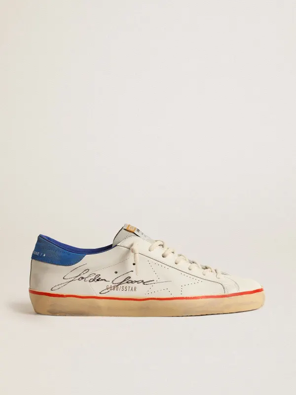 Golden Goose Men’S Super-Star With Perforated Star And Blue Suede Heel Tab (GMF00105.F004580.10419)