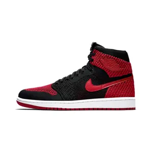 Air Jordan Nike AJ I 1 High Flyknit Bred “Black / White / Varsity Red” (919704-001)