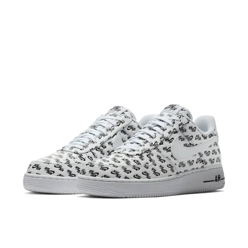 Nike Air Force 1 Low All Over Logo White White/White-Black (AH8462-100)