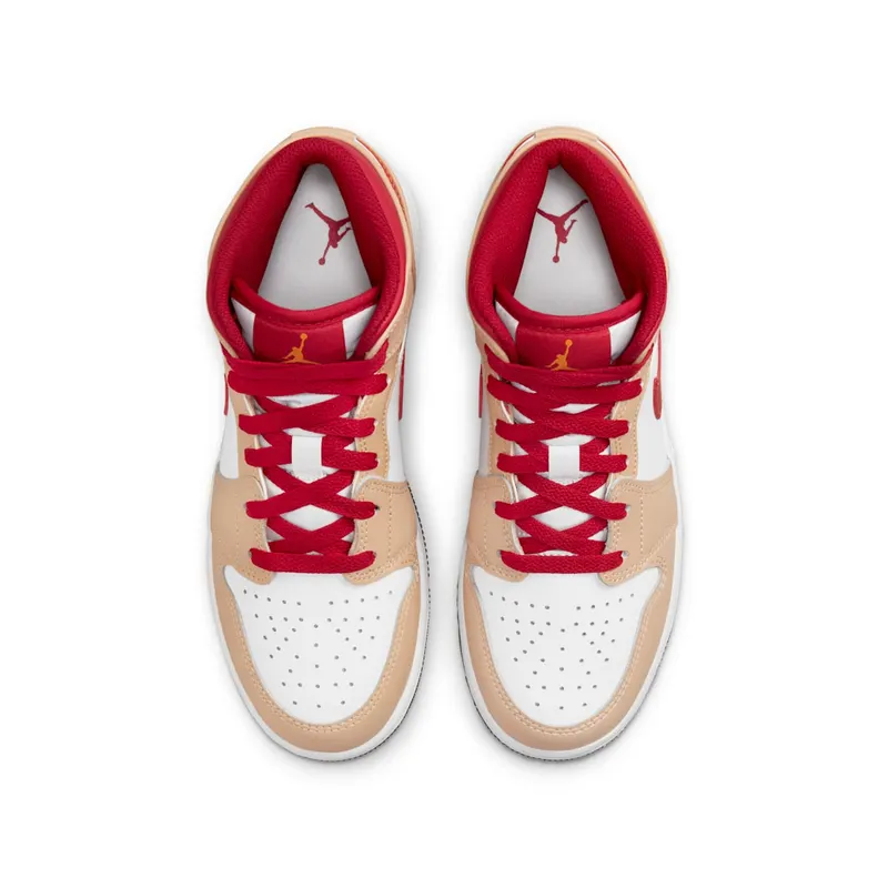 Air Jordan 1 Mid GS “Beige / Red” (554725-201)