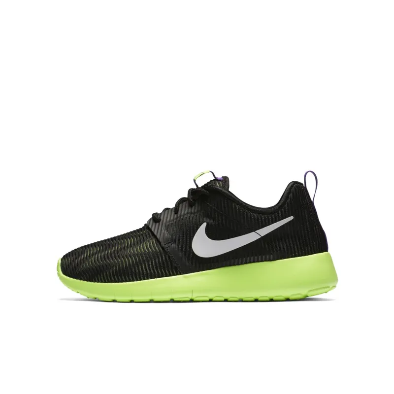 Nike  Roshe One Flight Weight Black Ghost Green (GS) Black/White-Ghost Green-Grape Ice (705486-003)