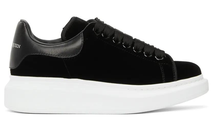 Alexander McQueen Black Velvet Oversized Sneakers (553775 W4FKT)