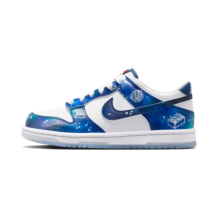 Nike Dunk Low GS LEGO Galaxy “White / Brave Blue / Metallic Platinum / Multi-Colour” (IM1448-100)