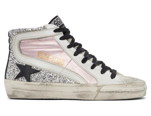 Golden Goose Pink and Silver Slide Sneakers (F00116.F000220.80241)