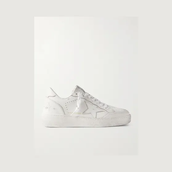 Golden Goose Ball Star Distressed Leather Sneakers White (GMF00804.F007322)