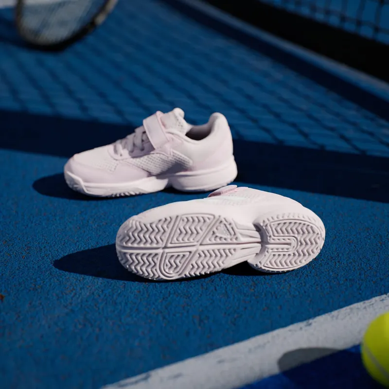 Adidas Courtflash Tennis Shoes with Velcro Kids Distilled Pink / Cloud White / Distilled Pink (KK3870)