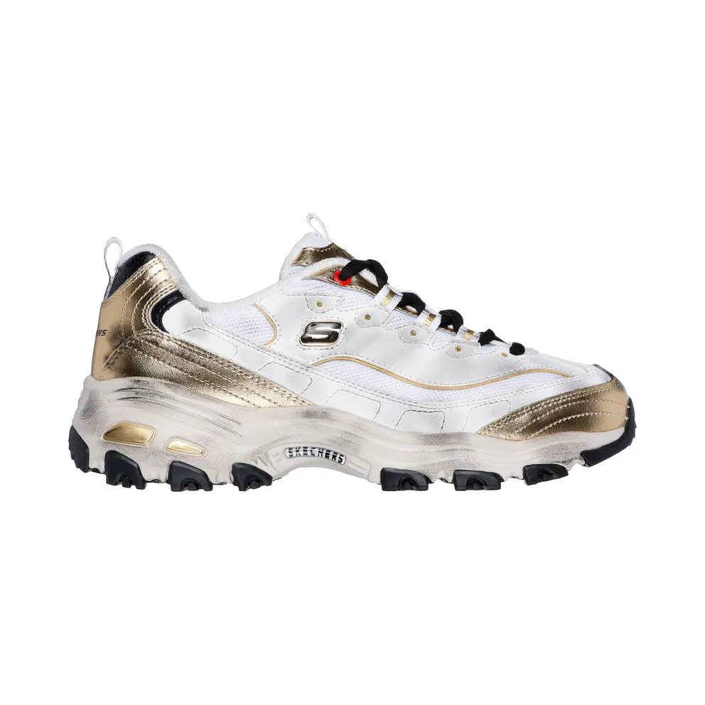 Skechers D’Lites – Vintage Vision – Weiß / Schwarz / Gold (150245 WBGD)