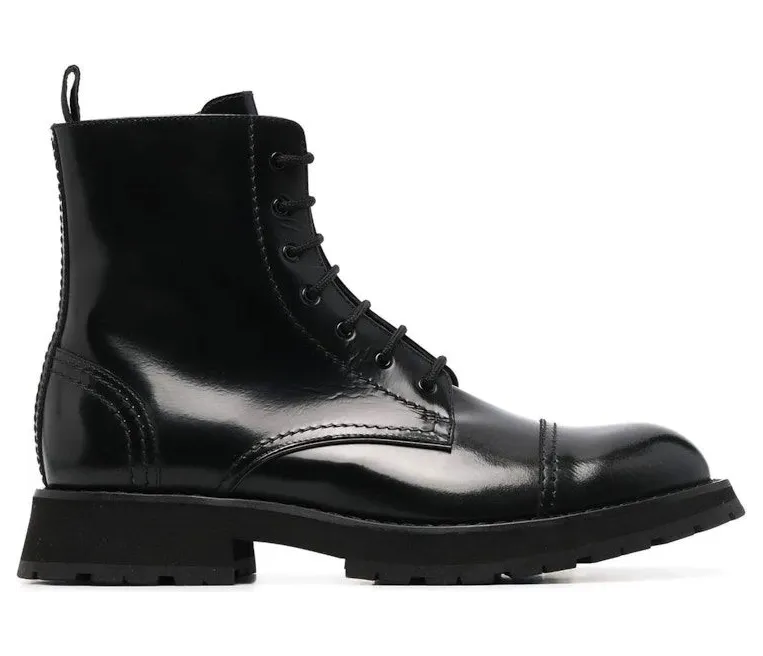 Alexander McQueen Lace Up Ankle Boot Black (708172 WIC61 1000)