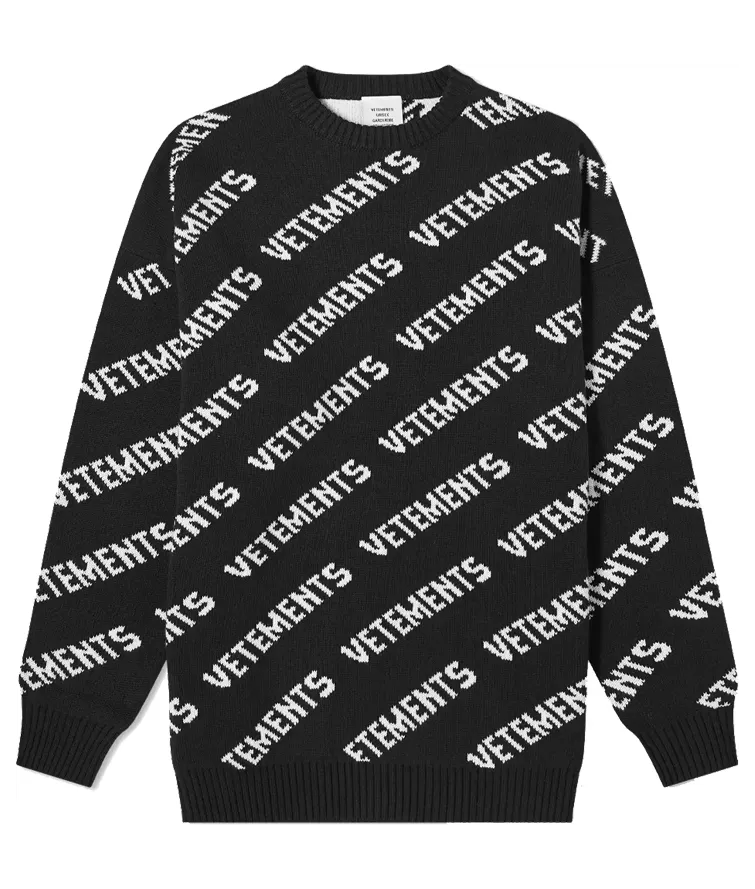 Vetements Allover Logo Knitwear Black White (EUE51KN200B)