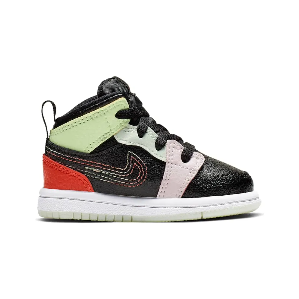 Jordan 1 Mid Glow-In-The-Dark (TD) Black/Ember Glow-Barely Volt-Light Soft Pink-Jade Aura (AV5172-076)