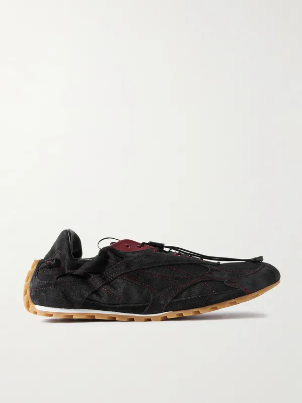 Bottega Veneta Orbit Flash Ripstop-Trimmed Suede Sneakers Black (855200V65D1)