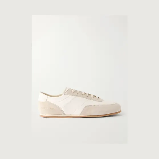 Common Projects Minimal Runner Suede-Trimmed Leather Sneakers White (5253)