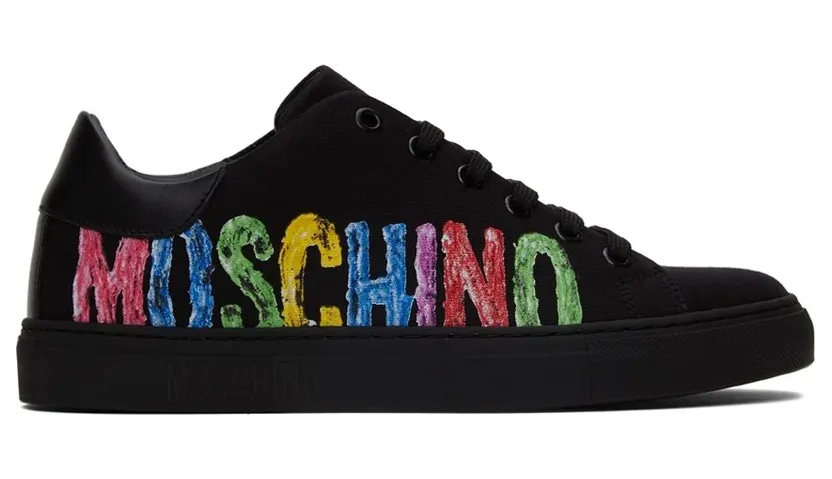 Moschino Black Painted Logo Low Sneakers (MA15252G0D M6M 00A)