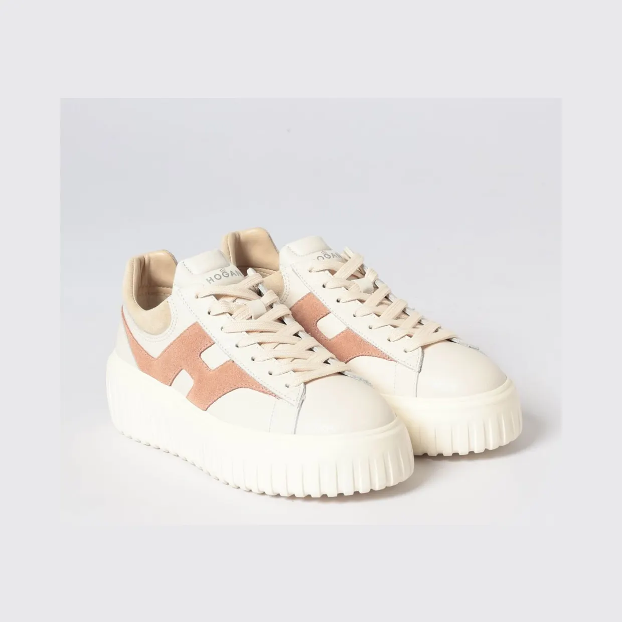 Hogan H-Stripes Grained Leather Sneakers White (HXW6450FE91UXI0FE4)
