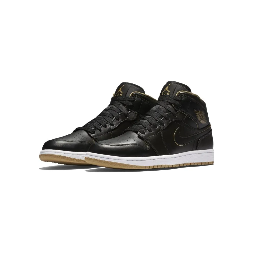Jordan 1 Retro Mid Black Metallic Gold Black/Black-Metallic Gold-White (554724-042)