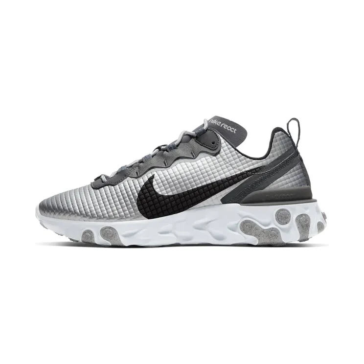 Nike React Element 55 PRM Quilted Grid – “Metallic Silver / Pure Platinum / Dark Grey / Black” (CI3835-001)