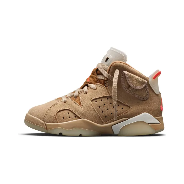 Air Jordan x Travis Scott 6 Retro British Khaki (PS) (2021) – “British Khaki / Sail / Bright Crimson” (DH0693-200)