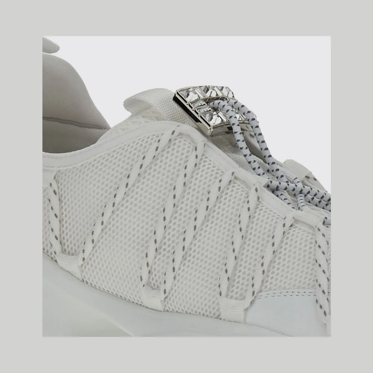 Roger Vivier Viv’ Zag Mesh Sneakers with Jewel Detail White (RVW75644240V53B001) (3)