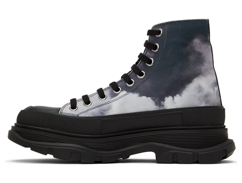 Alexander McQueen Black Sky Print Tread Slick Sneakers (705665W4TG1) (3)