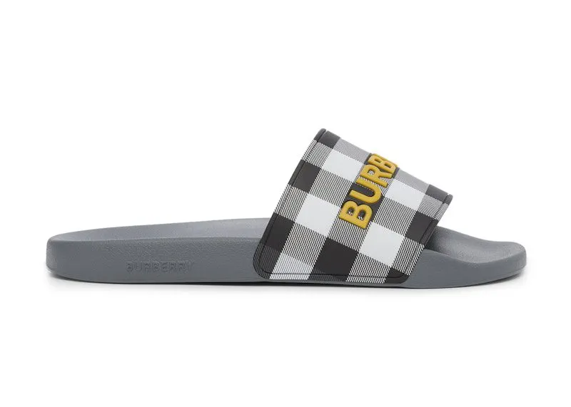 Burberry Logo Detail Check Slides Storm Grey (80629581)