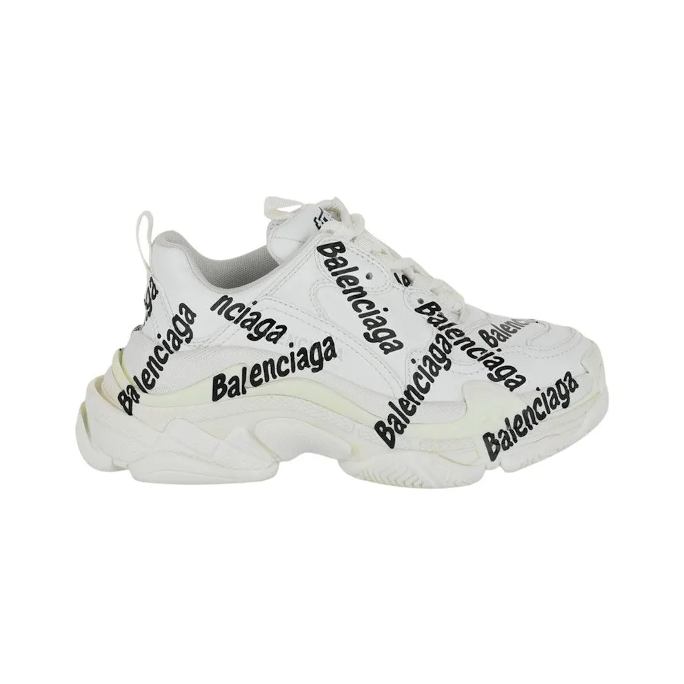 Balenciaga Triple S Allover Logo White Black (524039 W2FAB 9010)