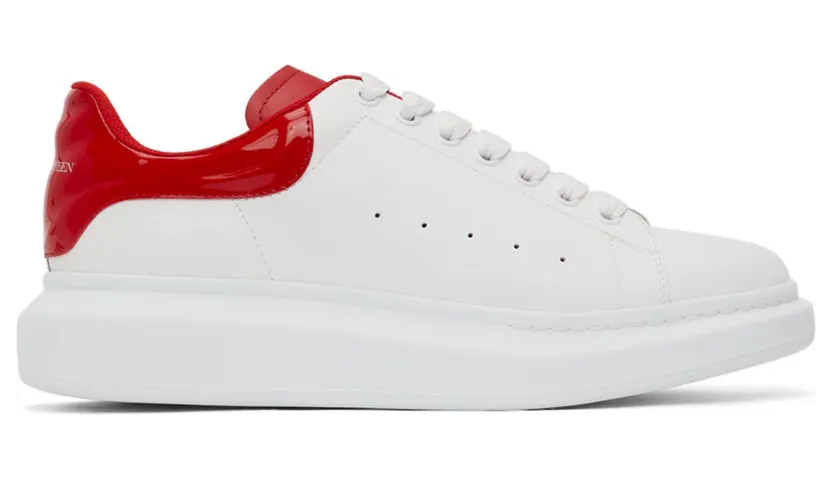 Alexander McQueen White & Red Patent Oversized Sneakers (682399WIB92)