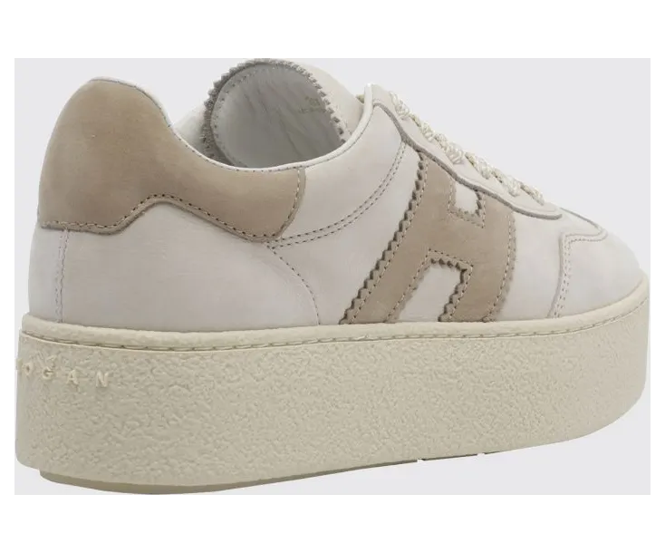 Hogan Cool Nubuck Sneakers with Contrasting H and Platform Sole Beige (HXW6980FB6T6RN0RZS) (2)