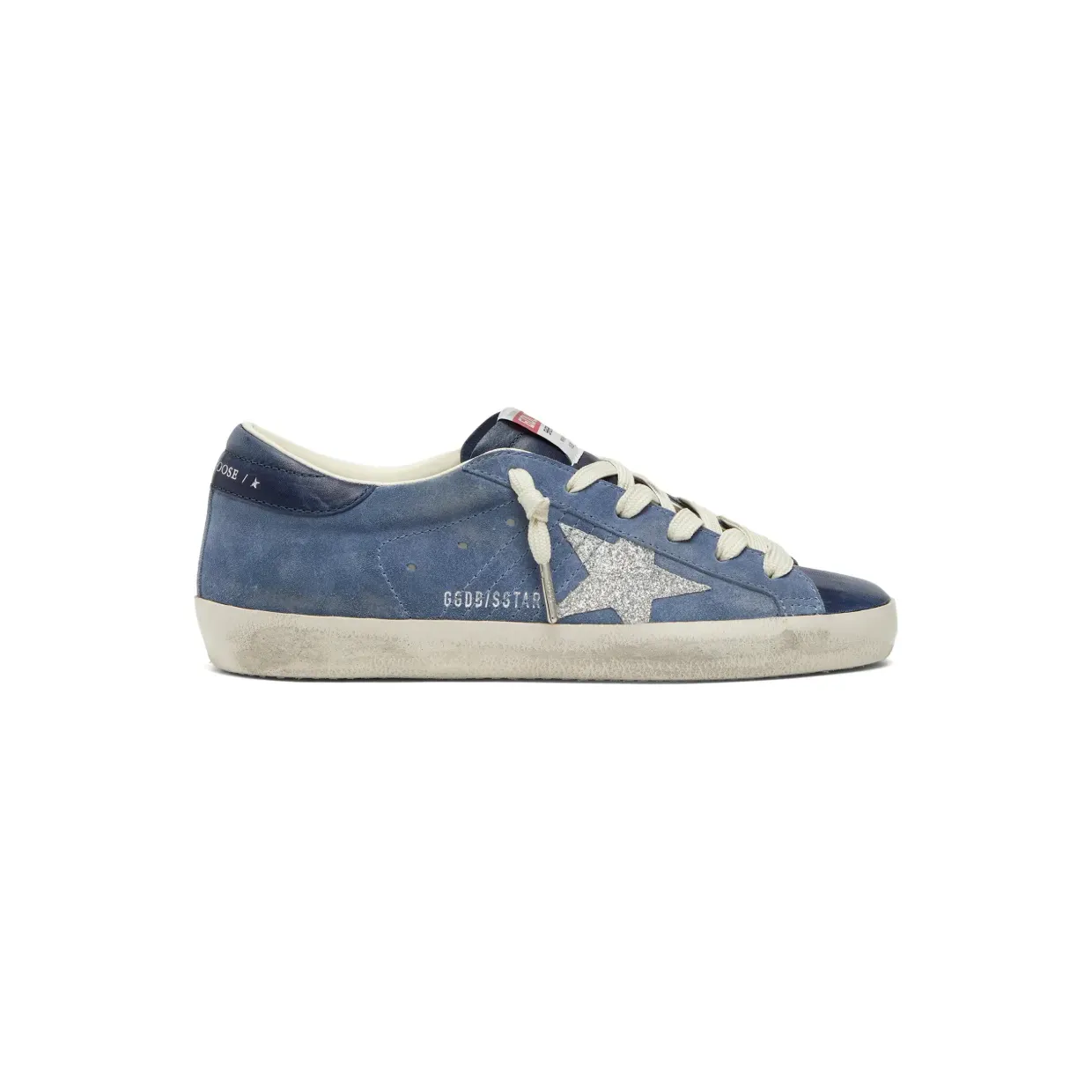 Golden Goose Super-Star aus Wildleder mit Glitzerstern “Blue” (GWF01002F008569)