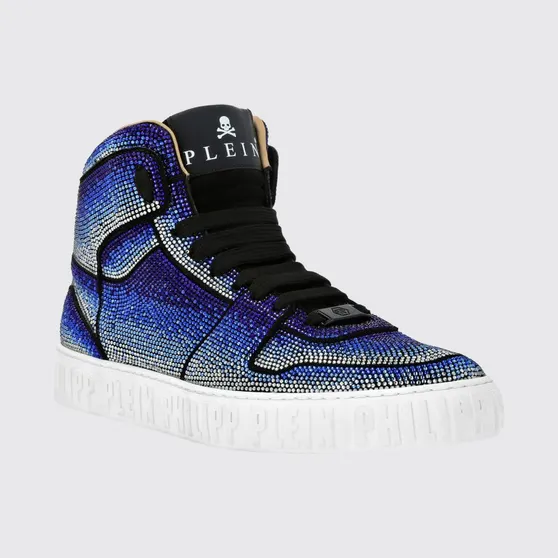 Philipp plein Rhinestone Suede Sneakers Blue (SAESMSC4010PLE009N14)
