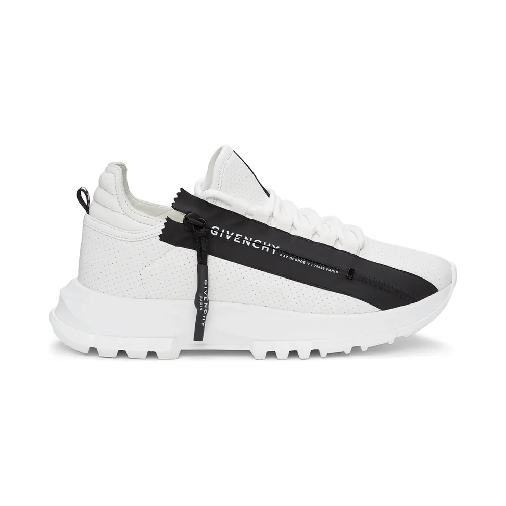 Givenchy White Perforated Leather Spectre Runner Zip Low Sneakers (BE0019E0SV116)