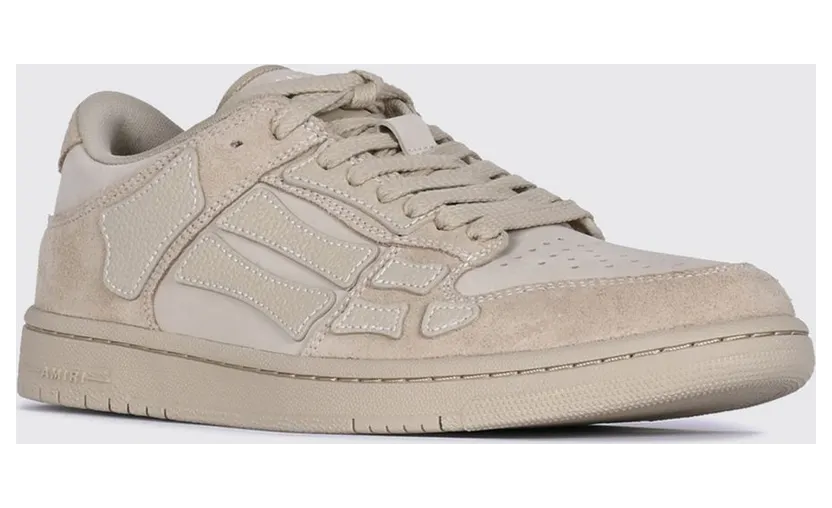 Amiri Skel Low-Top Calfskin Sneakers with Perforated Toe and Printed Logo White (AMSNSN1075271)