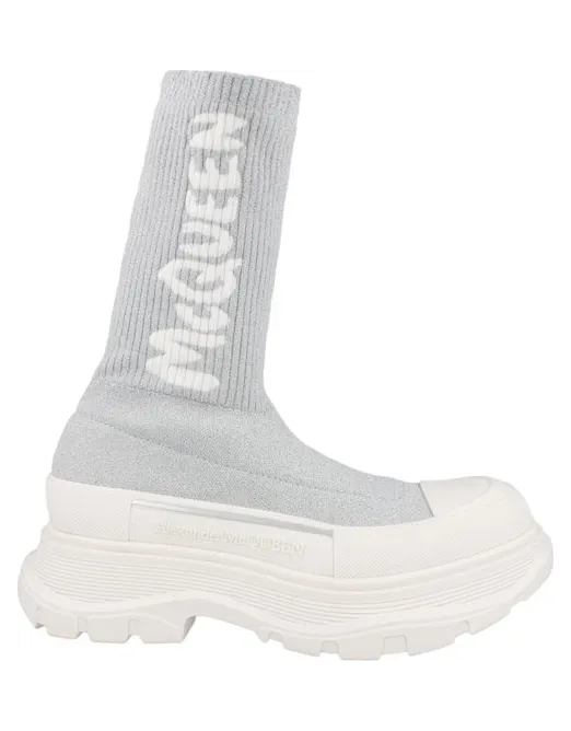 Alexander McQueen Logo Intarsia Chunky Sock Sneaker Grey White (708096W4UA18291)