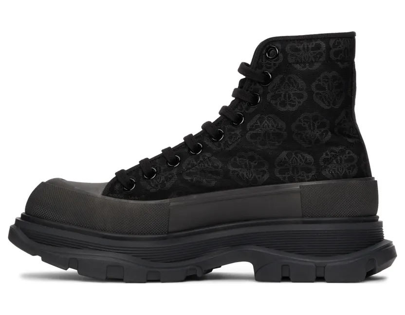 Alexander McQueen Black Floral Tread Slick High Sneakers (662675W4Q32) (3)