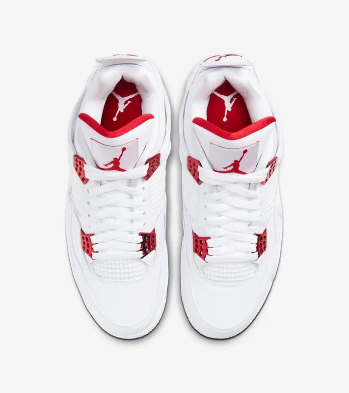 Jordan 4 Retro Metallic Red (GS) White/University Red-Metallic Silver (408452-112)