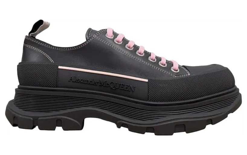 Alexander McQueen Tread Slick Low Lace Up Black Pink (627225WHZ6B1488)