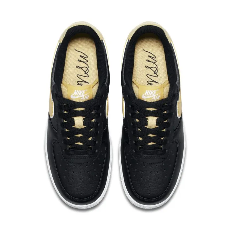 Nike Air Force 1 Low Satin Black Wheat Gold (W) Black/Wheat Gold (AA0287-005)