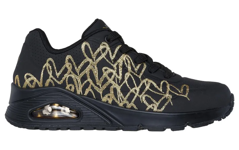 Skechers JGoldcrown: UNO – Golden Heart Sneaker Zwart/Goud