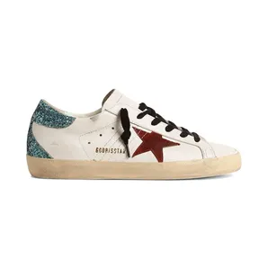 Golden Goose Super-Star White Burgundy Light Blue Glitter Heel (GWF00102.F004677.82320)