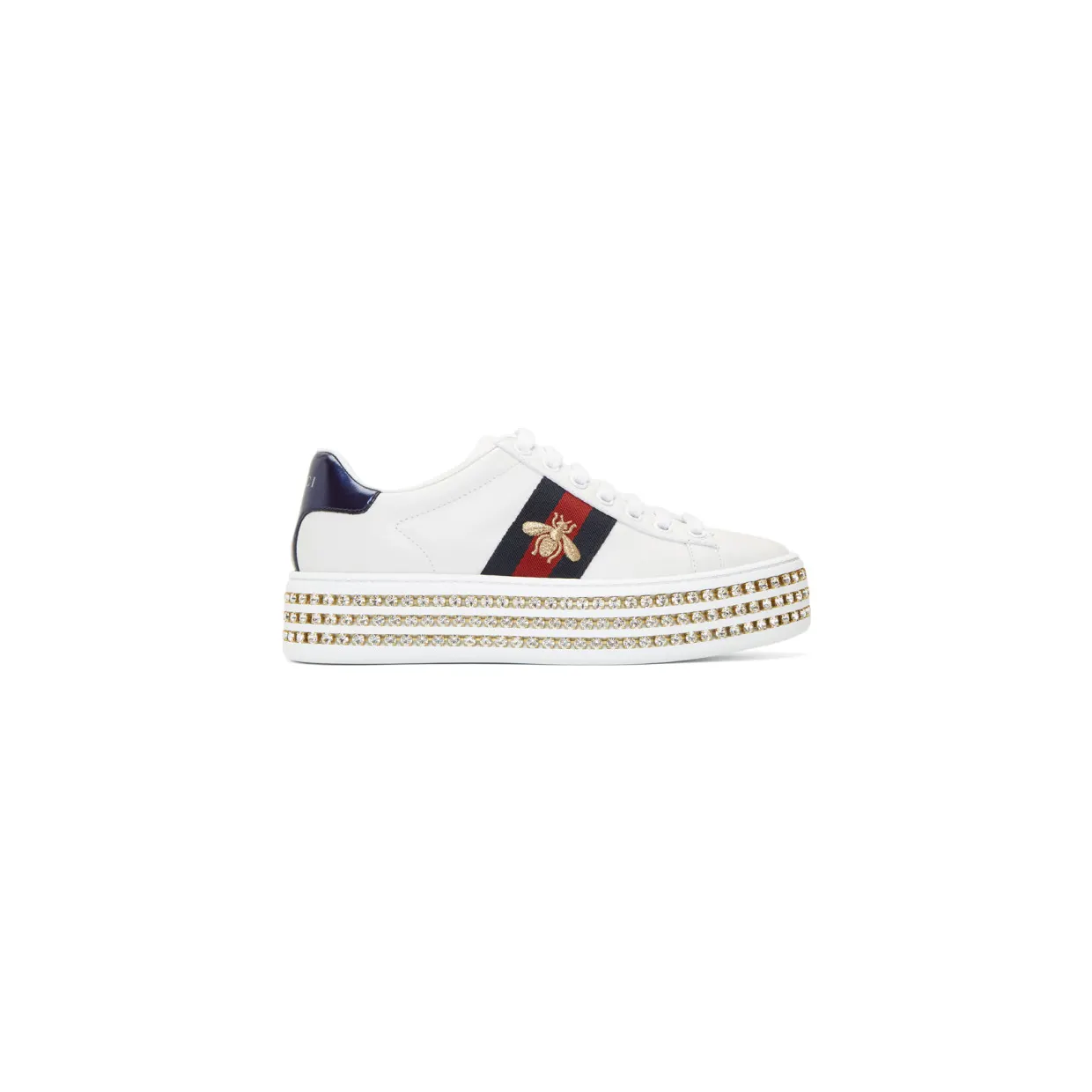 Gucci White Crystal New Ace Sneakers (505995 DOPE0)