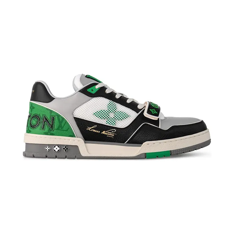 Louis Vuitton LV Trainer Monogram strap Black White Green (1AC50F)